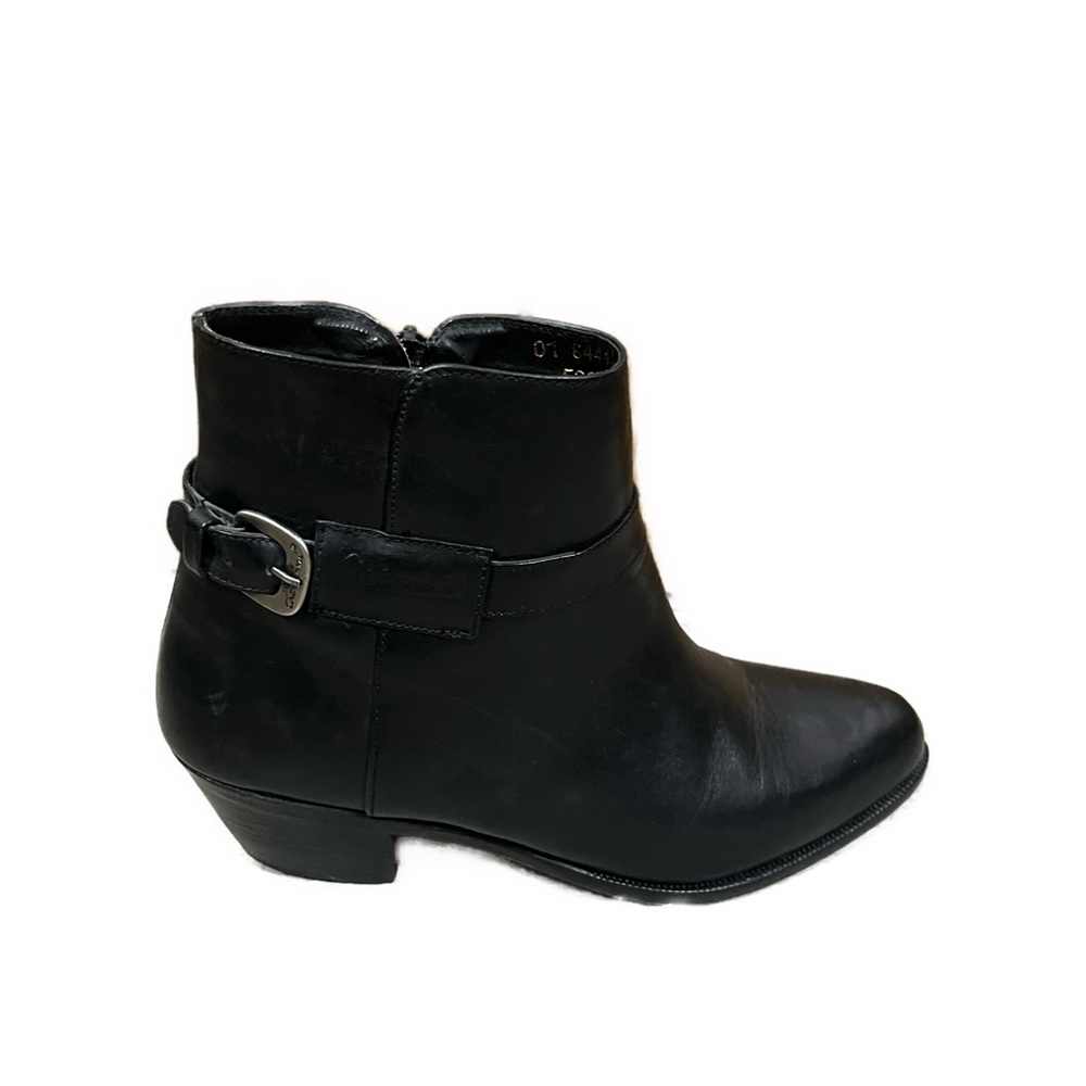 Giovanni Women’s Genuine Leather Black Boots Side Zip Buckle Detail- Size 6.5 - Picture 2 of 11
